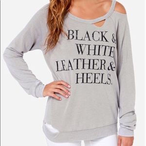 Chaser Black & White. Leather & Heels. Sweatshirt